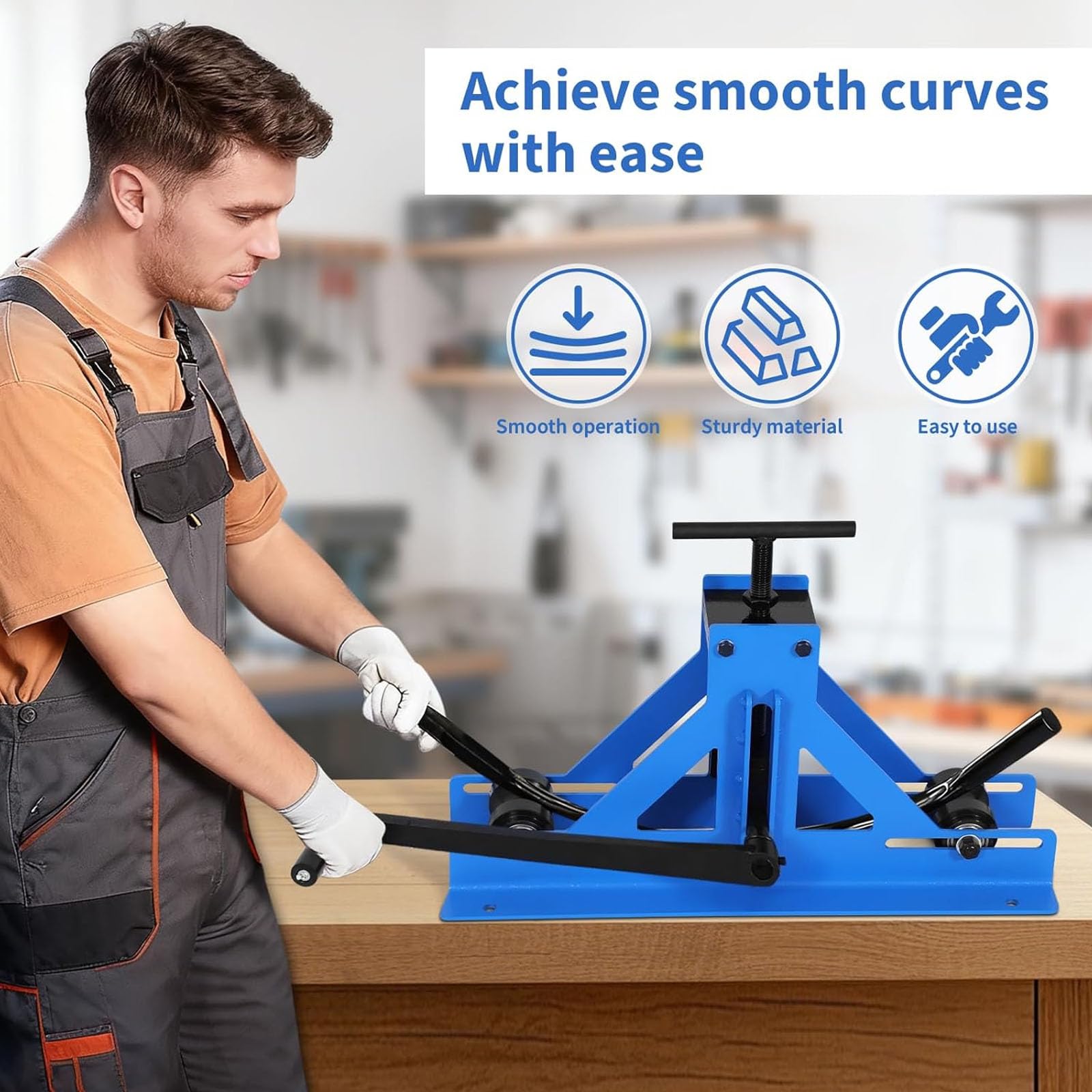 JOSBY Curvatrice per Metalli, Piegatubi da Tavolo A Manovella, con Altezza Regolabile Fino A 120 Mm, per Acciaio, Rame E Alluminio, Ideale per Cantieri Edili E Piccole Officine di Lavorazione