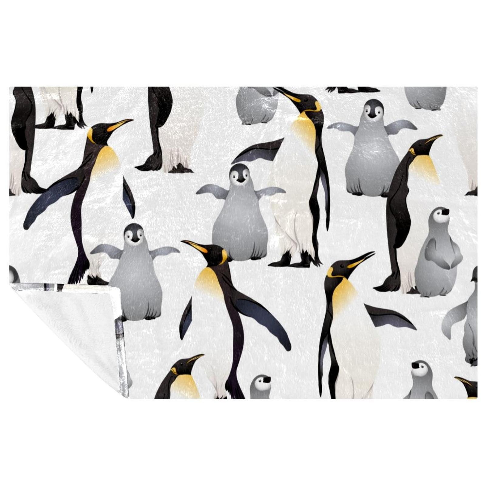 Couverture pingouin mère et bébé plaid chaud confortable lit canapé pique-nique 150x100