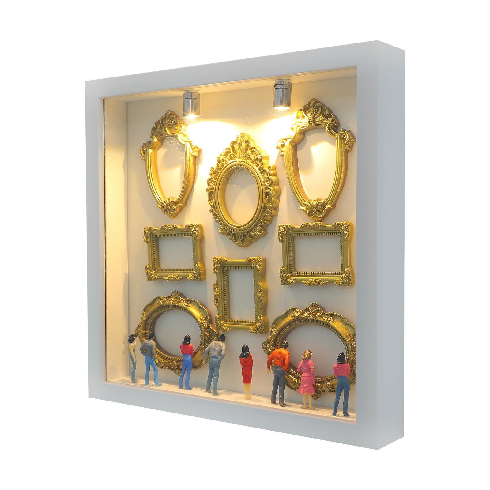 Veemoon Scatola Silhouette Mini Cornice Bianca in Legno e Plastica