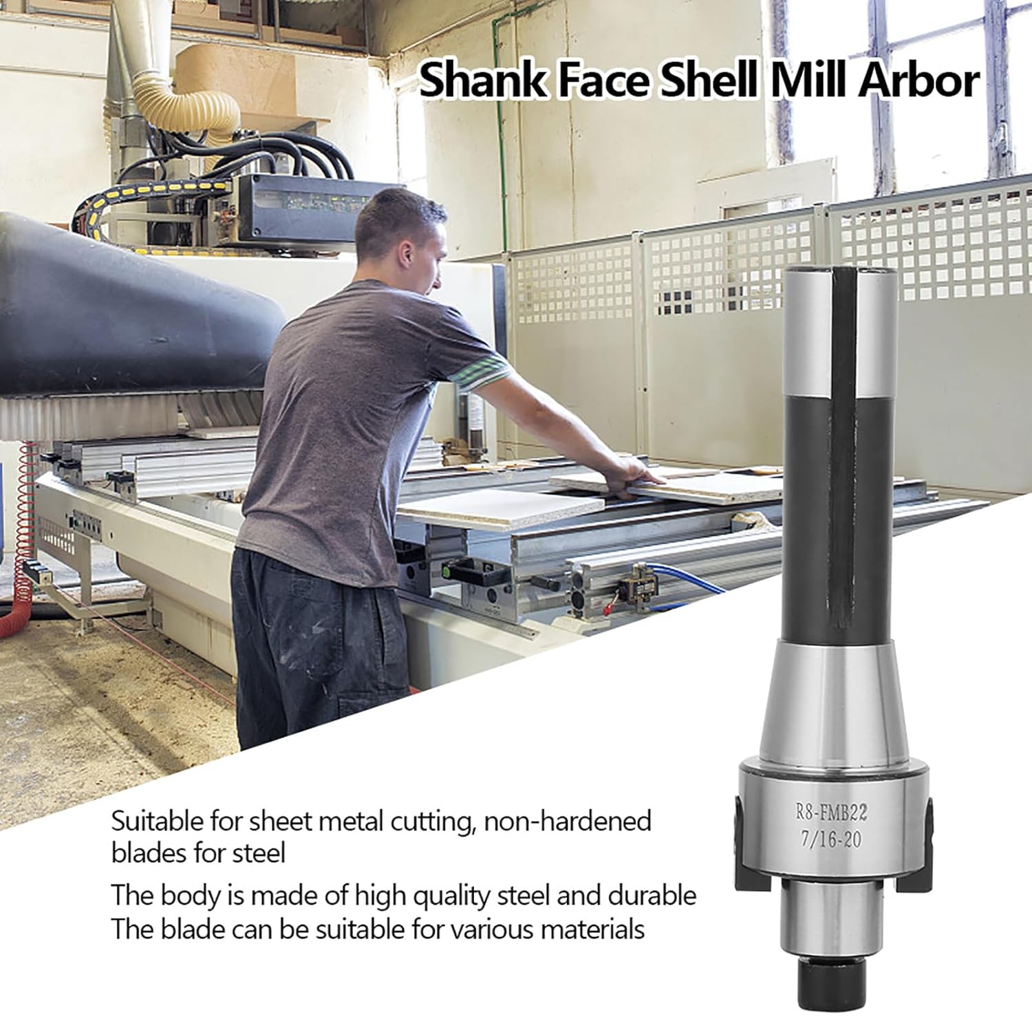 R8 FMB22 Shank Face Shell Mill Arbor 400R 50mm Face End Mill Cutter with High Carbon Steel Alloy Blades for Sheet Metal Cutting