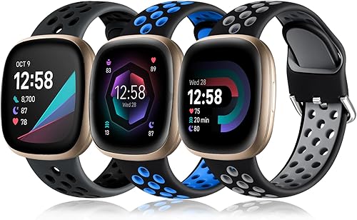 Miniatura 9 de Getino Compatible con Fitbit Sense 2Sense BandsVersa 4Versa 3 bandas para mujeres y hombres, accesorios únicos de silicona impermeable, correa