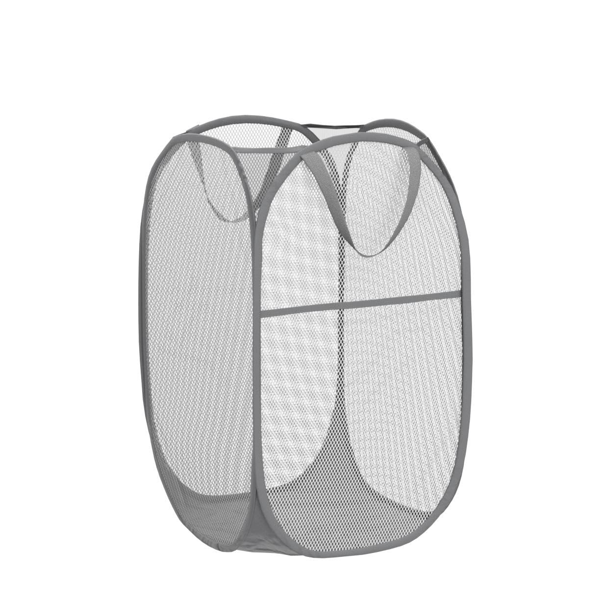 Cestos para Lavandería Plegables 2 Pack Pop-Up Malla Cesto de Ropa Bolsa Bin con Asas Extendidas Gris