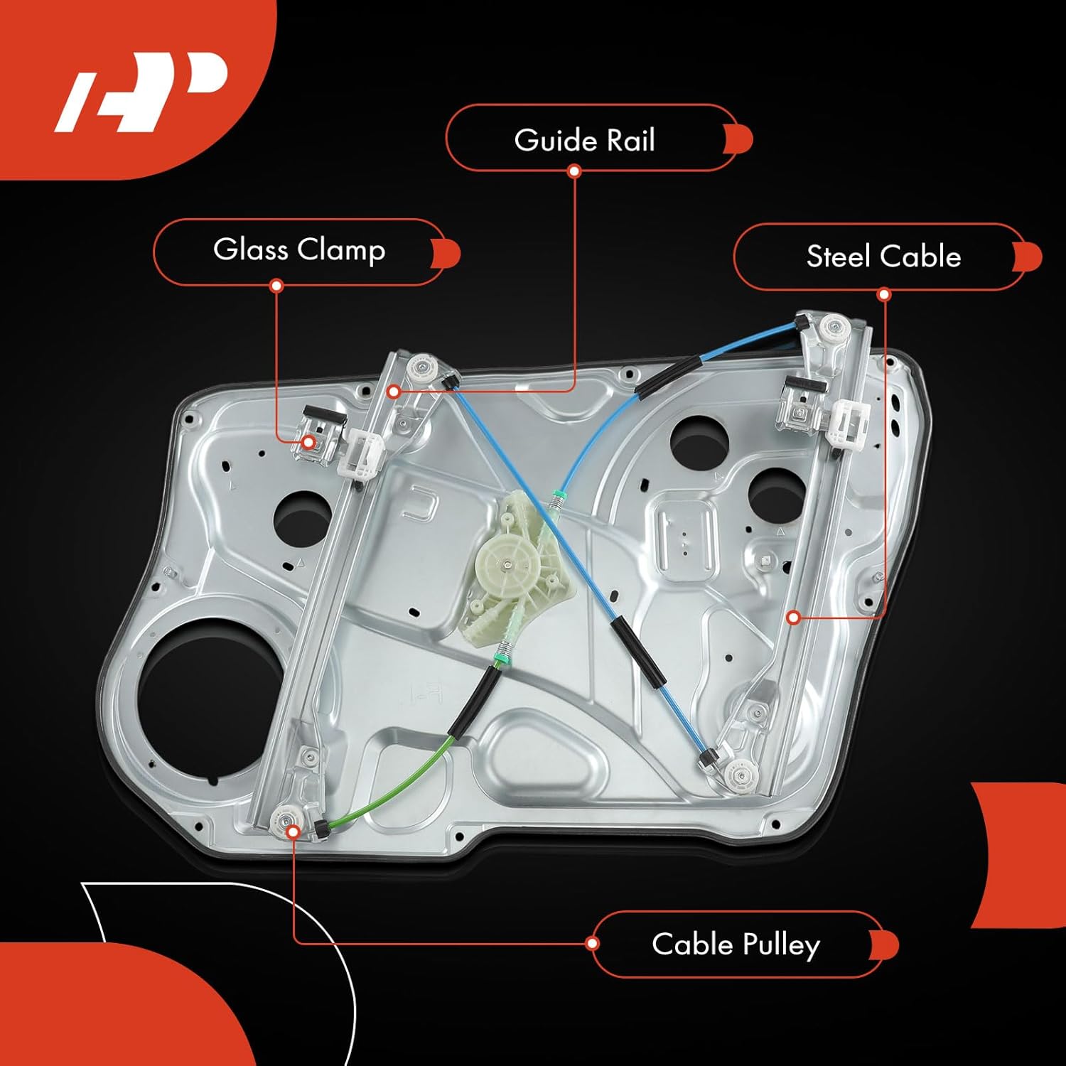 A-Premium Front Left Driver Side Power Window Regulator with 6-Pin Plug Motor Compatible with Hyundai Genesis 2009-2010 (To 6/01/10)