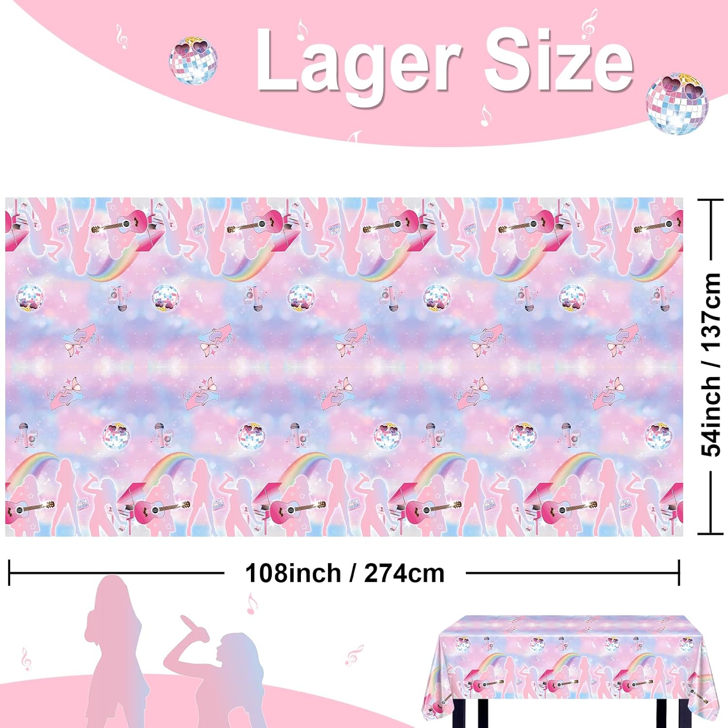 Avezano 6 pcs Music Birthday Tablecloths Popular Music Birthday Table Cover Pastel B-Day Party Decorations Singer Fans Plastic Rectangle Tablecloth 108 x 54 inch