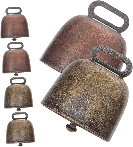 6Pcs Copper Cattle Bells Bells for Cows Sheep Pets Wear Resistant Loud Vintage Design for Farming Accessories and DIY Crafts