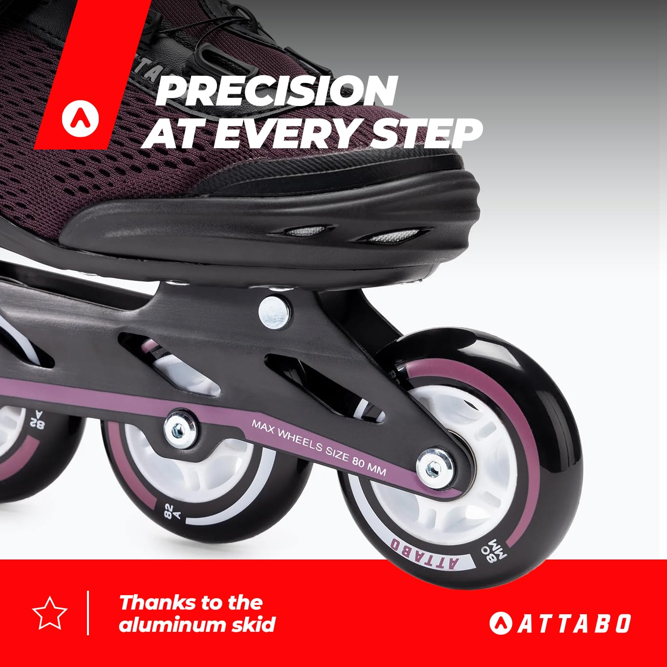ATTABO Patines en Línea Fitness OneFoot 36-40 EU Violeta Patines de Mujer Ligeros y Duraderos PP Shell Coolmax Lining Montaje rápido FITGo Rodamientos ABEC-7 Ruedas PU 82A Cómodos y con Estilo