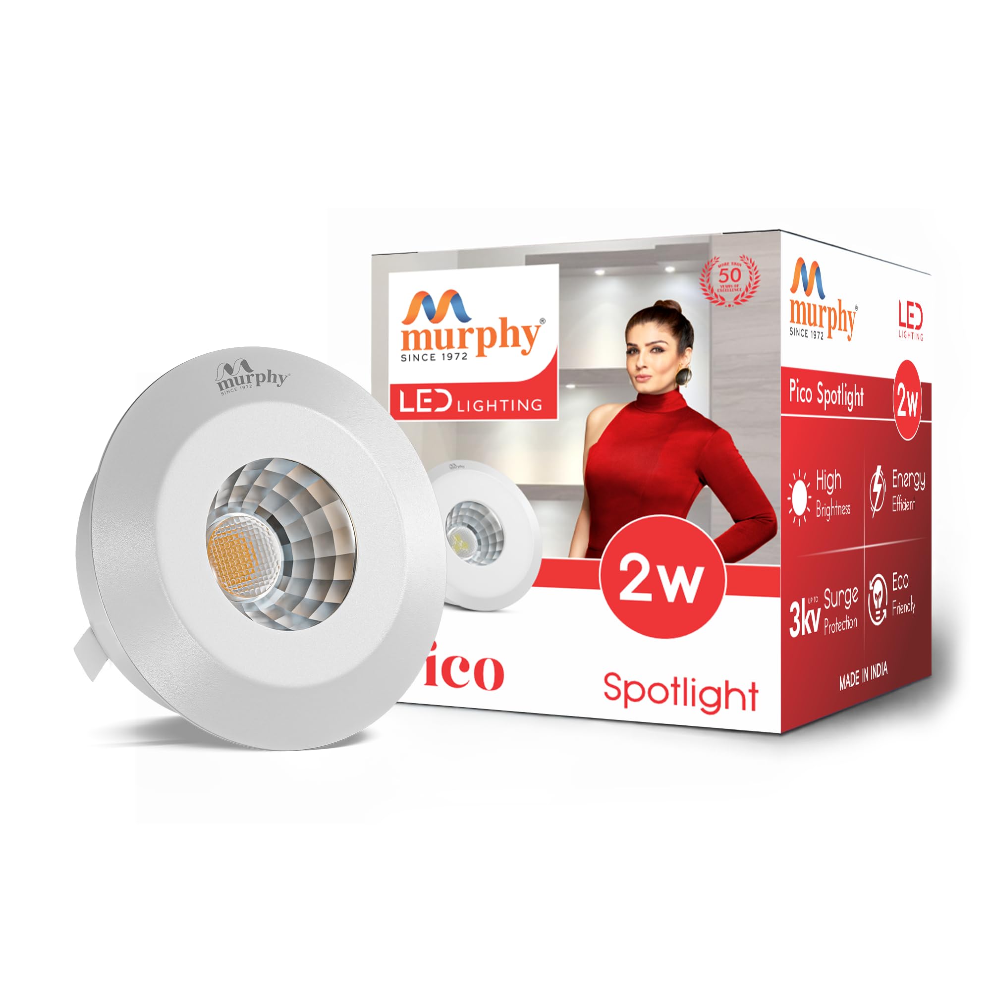 Murphy LED Spotlights - Warm White, Pack of 2 -10