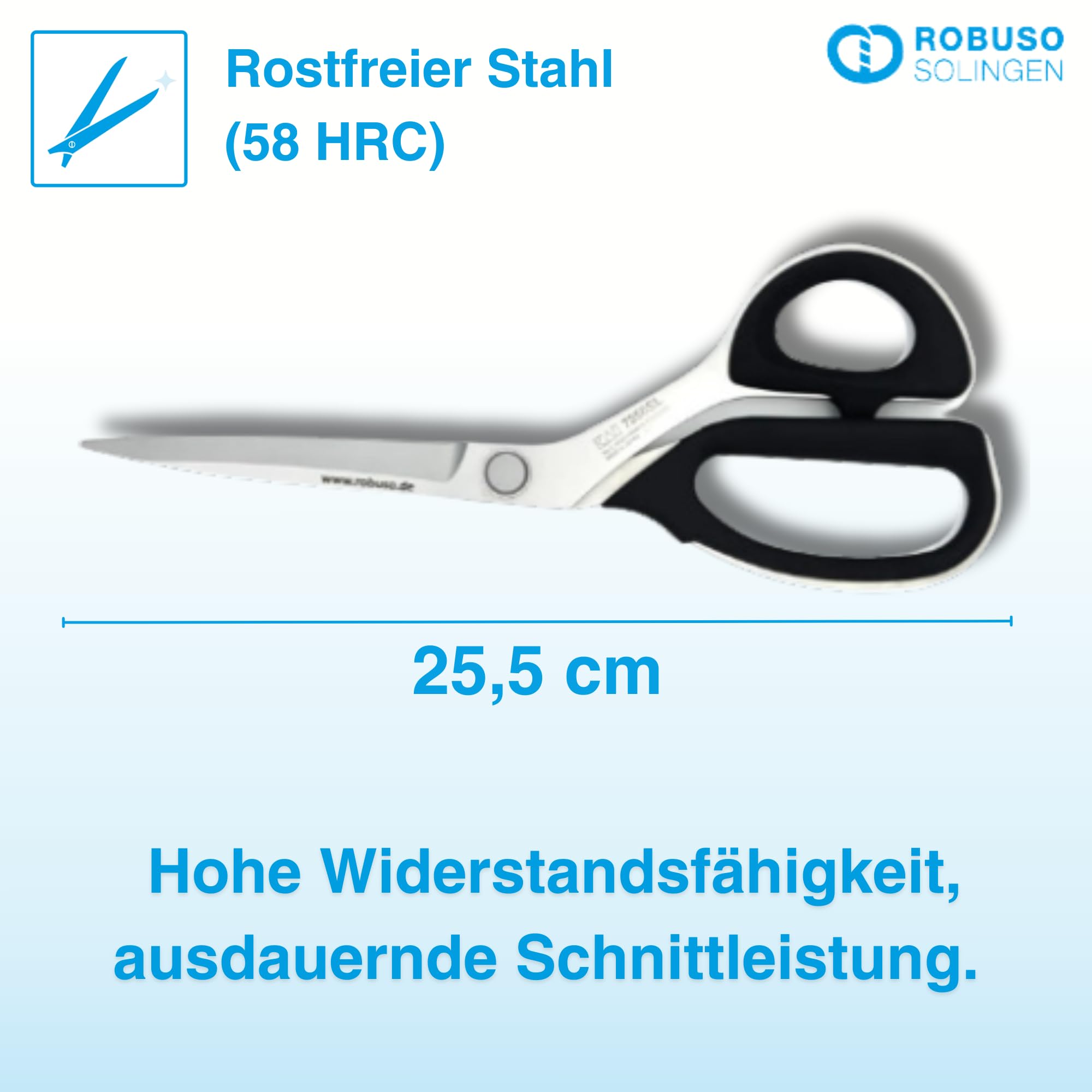 ROBUSO Kai 7300 Dressmaking-, Fabric-, Textile- & Cutting Scissor 2200/R/11.5" (30 cm) High-Tech Scissor from Japan - Image 2