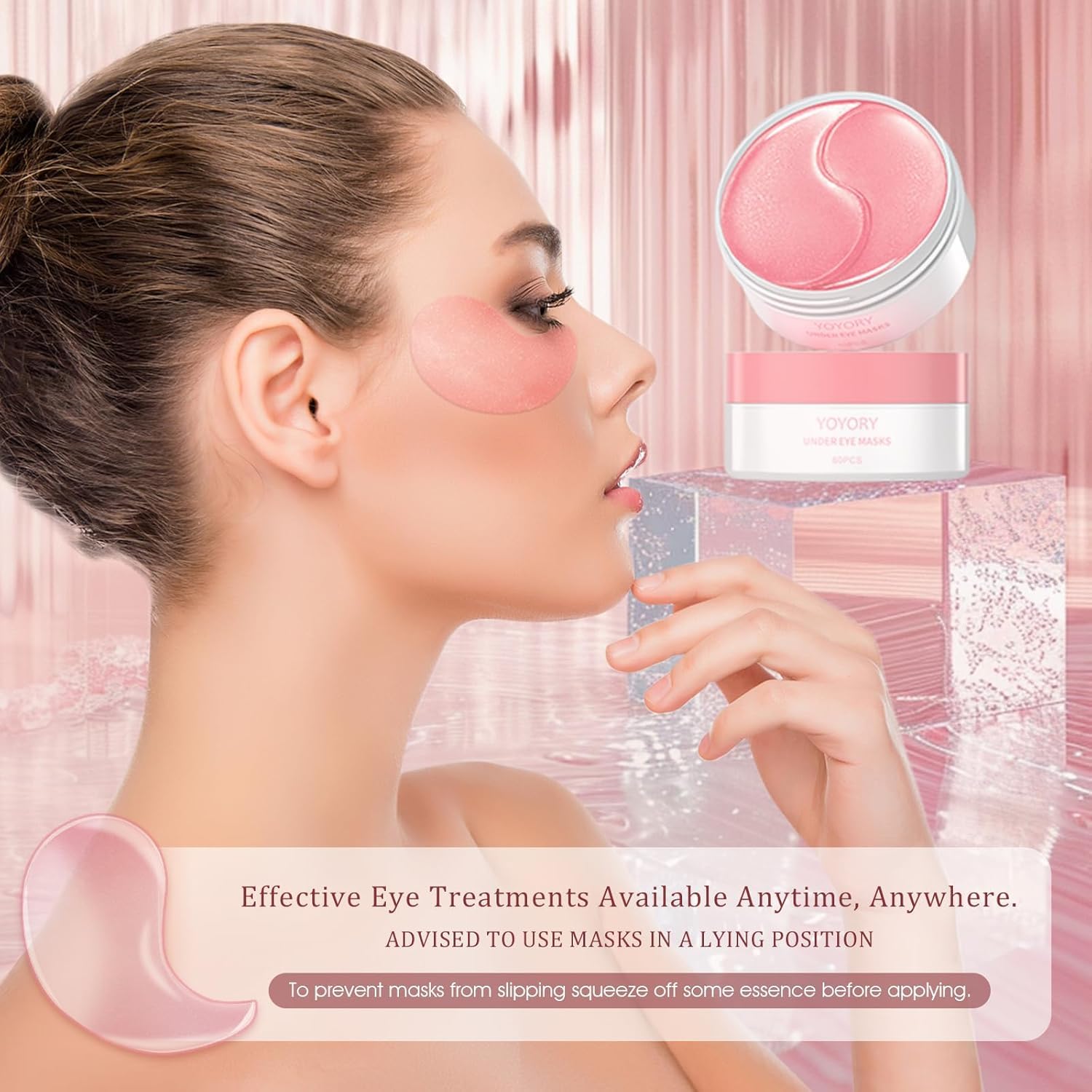 Under Eye Patches for Dark Circles & Puffy Eyes-60 Hydrogel Eye Mask Patches with Caffeine, Collagen, Hyaluronic Acid- Anti Wrinkle Smile Line Patches, Self Care Gifts for Women,Nude Pink