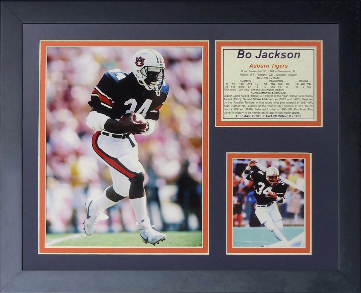 Legends Never Die "Bo Jackson Auburn Framed Photo Collage, 11 x 14-Inch, (12052U)