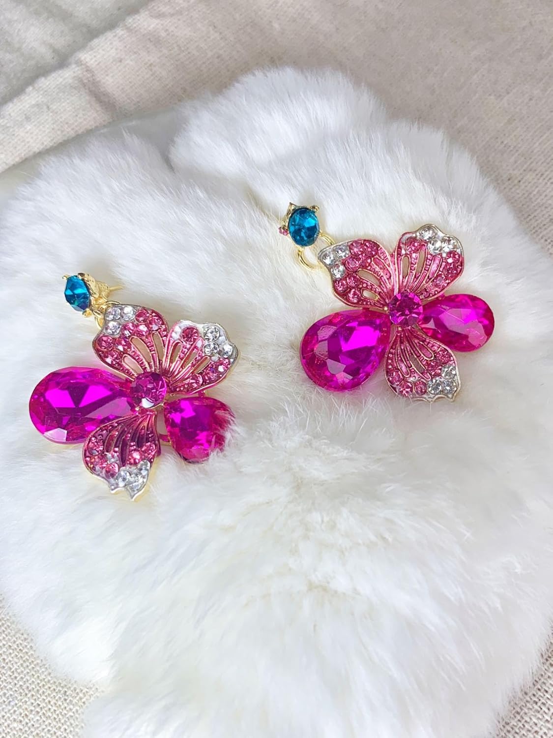 Crystal Flower Bib Statement Necklace Set Chunky Diamond Flower Statement Necklace & Earrings Drama Bib Collar Jewelry Set for Women Prom Party Jewelry - Image 4