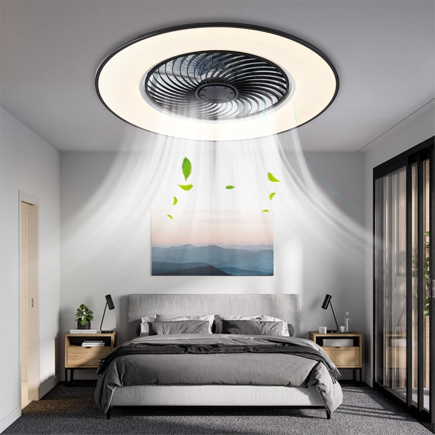 Buy CHANFOK Ceiling Fan with Light Modern Bladeless Ceiling Fan with
