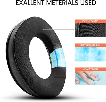 GVOEARS Cooling Gel Ear Pads for Beyerdynamic DT770, DT990, DT880, MMX300, DT1770, DT1990 Headphones, Sport Fabric Exterior, Enhanced Foam, Cooler for Longer | Black