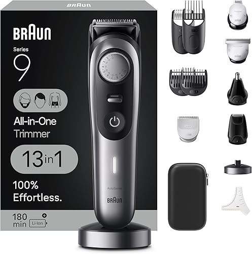 Braun Series 9 All-in-One Multi Grooming Kit for Men, 13-in-1 Beard Trimmer, Body Groomer, Hair Clipper and Manscaping for Face & Body, 9440