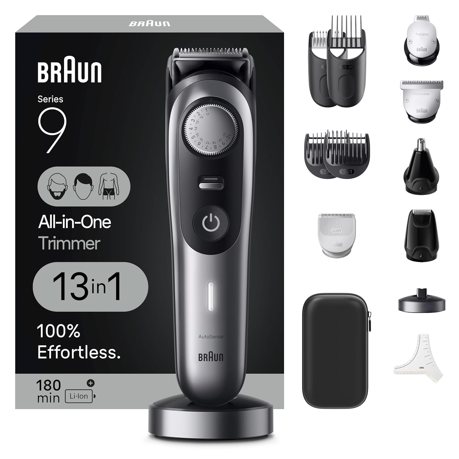 Braun Series 9 All-in-One Multi Grooming Kit for Men 13-in-1 Beard Trimmer Body Groomer Hair Clipper and Manscaping