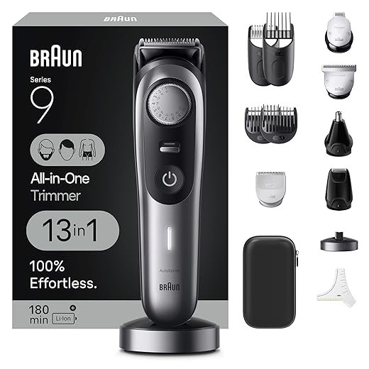 Braun All-in-One Style Kit Series 9 9440, 13-in-1 Trimmer for Men with Beard Trimmer, Body Trimmer for Manscaping, Hair Clippers & More, Braun’s Sharpest Blade, 40 Length Settings,