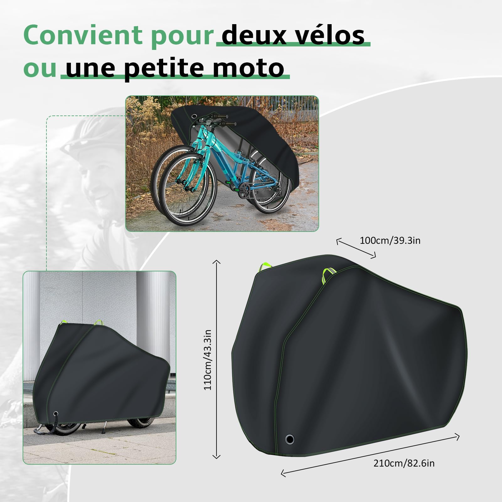 Housse velo imperméable en tissu Oxford 500D (210x110x100 cm)