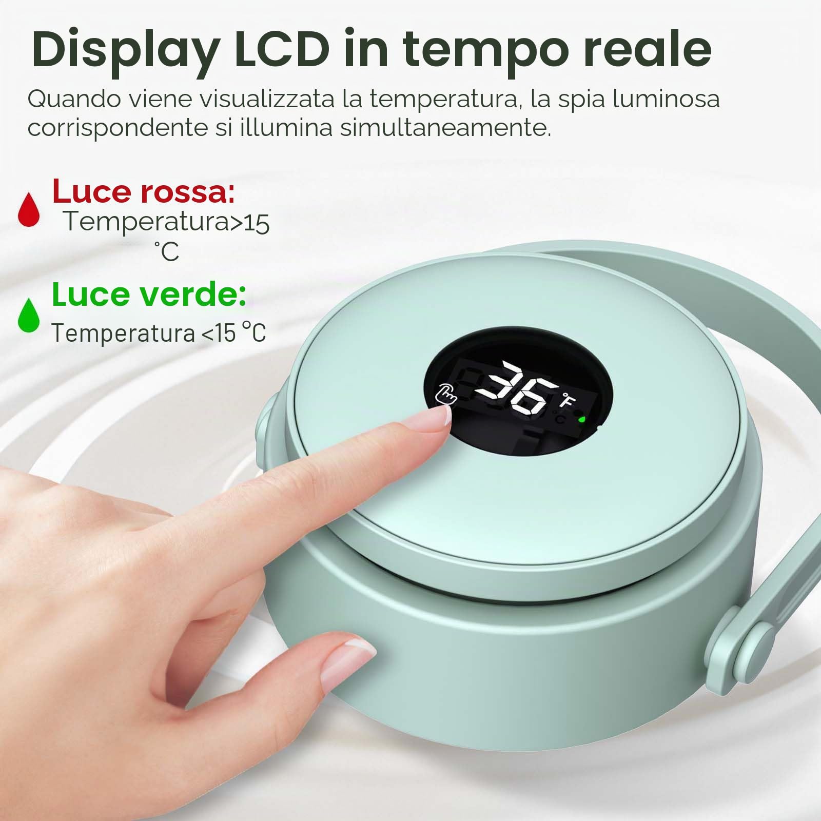 Raffreddatore per latte materno da 22 once con visualizzazione della temperatura 360 ° di raffreddamento totale della bottiglia di latte refrigerante per il viaggio