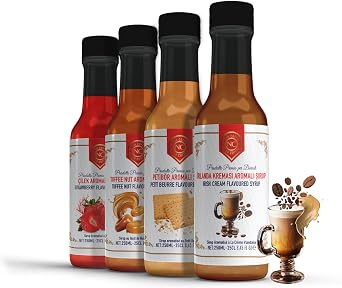 Nish Coffee Petibor, Irish Cream, Toffee Nut, Strawberry Flavored Syrup Set of 4 4x250 Milliliters