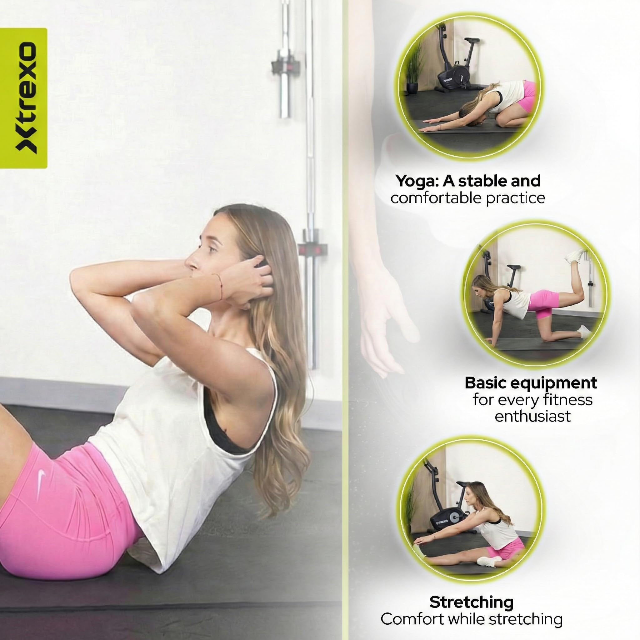 TREXO Mata do fitnessu w kolorze różowym, wymiary 183 x 61 cm i grubość 10 mm, wykonana z ekologicznej maty do ćwiczeń TPE z antypoślizgową powierzchnią, lekka mata gimnastyczna do treningu siłowego,