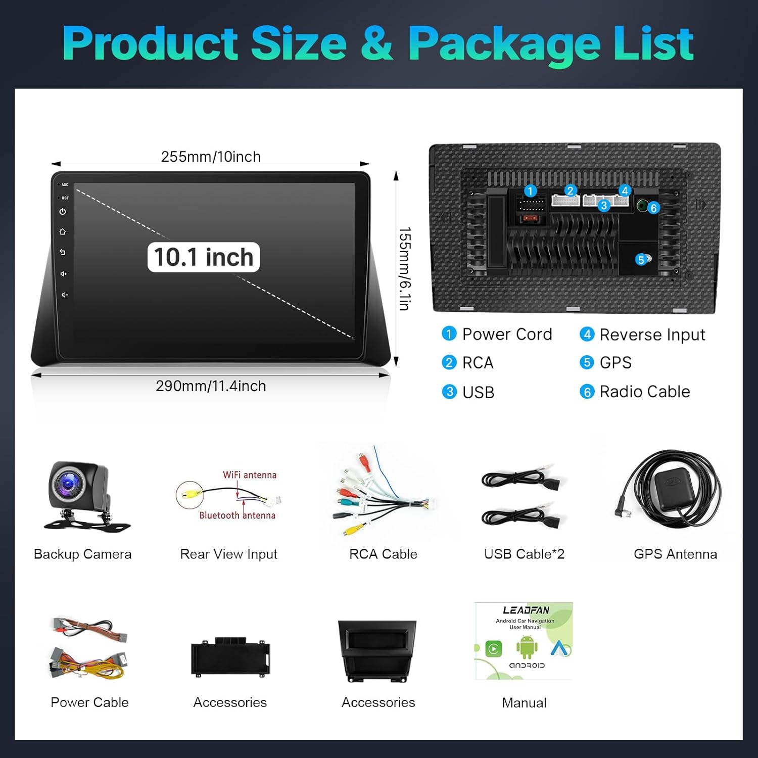 Leadfan Upgrade 4+64G Car Radio for Honda Accord 2008-2013 8th Gen with Wireless CarPlay Android Auto, 10.1 inch Touch Screen in-Dash Stereo Bluetooth GPS 5G WiFi FM SWC MIC+Backup Camera