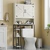 Over The Toilet Storage Cabinet, Farmhouse Storage Cabinet Over Toilet with 2 Barn Door & Toilet Paper Holder Stand，Home Space-Saving Toilet Rack, for Bathroom, Restroom, Laundry