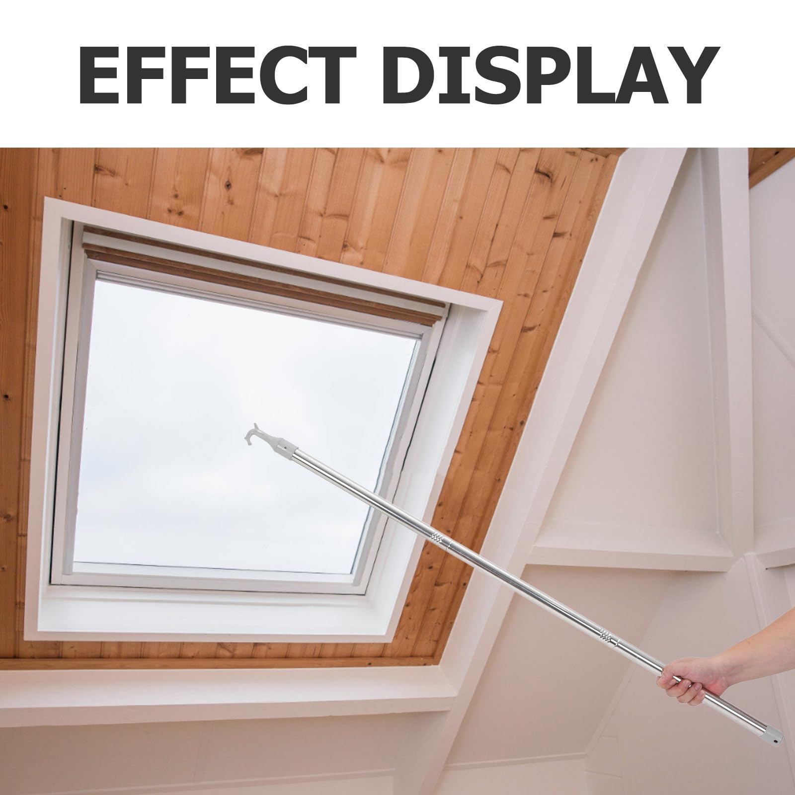 Mikikit Verstellbare Fensteröffnungsstange aus Massivem Edelstahl 3,2m Lang für Dachfenster mit Wetterfester Schiebestange und Einfacher Bedienung bei Hohen Decken