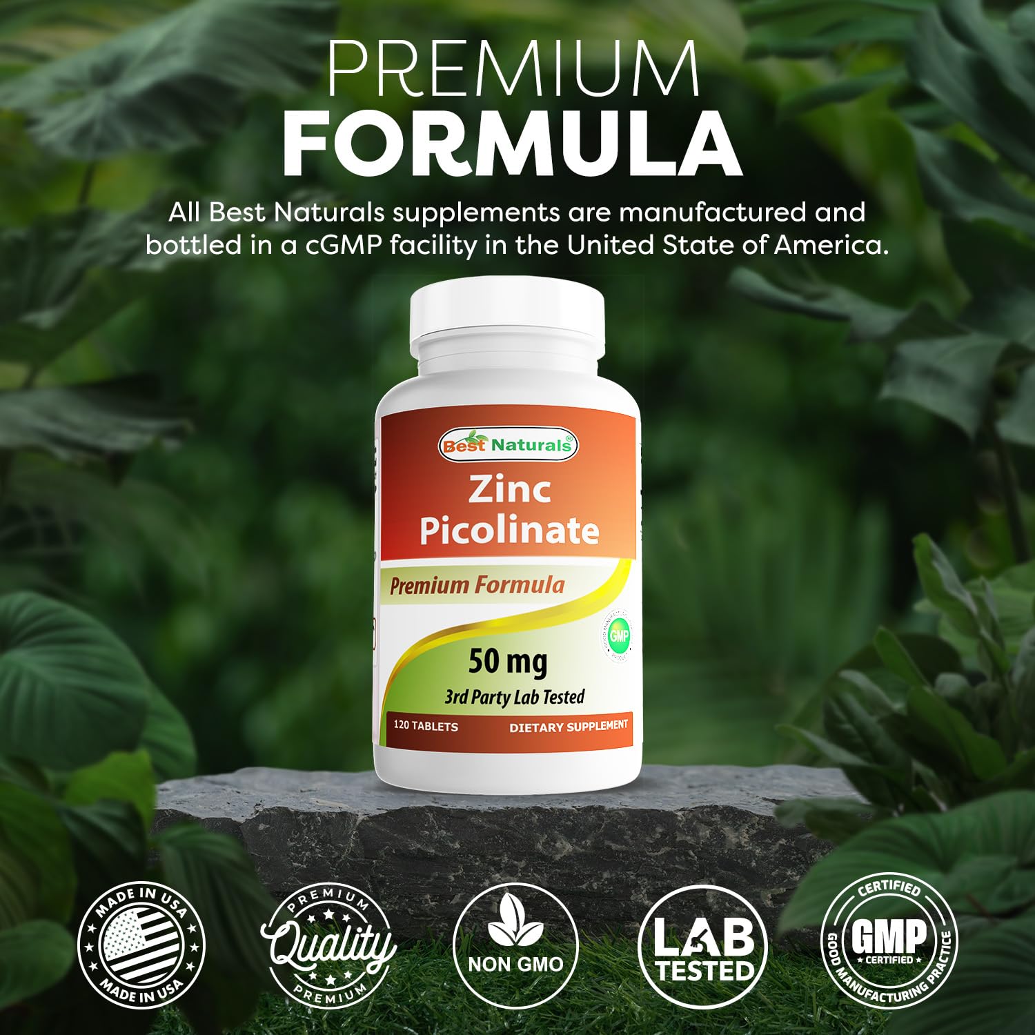 Best Naturals Zinc 50mg Supplements (as Zinc Picolinate) - Vitamins for Adults Immune Support - 120 Tablets (120 Count (Pack of 1)) — Amazon image 5