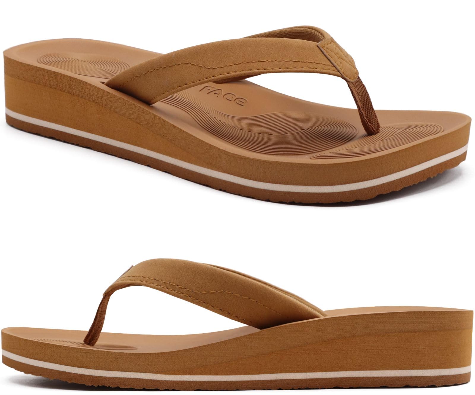 COFACE Flip Flops for Women With Comfortable Arch Support Ladies Fashion Platform Thong Sandals Soft Yoga Mat Sole For Beach/Indoor Outdoor