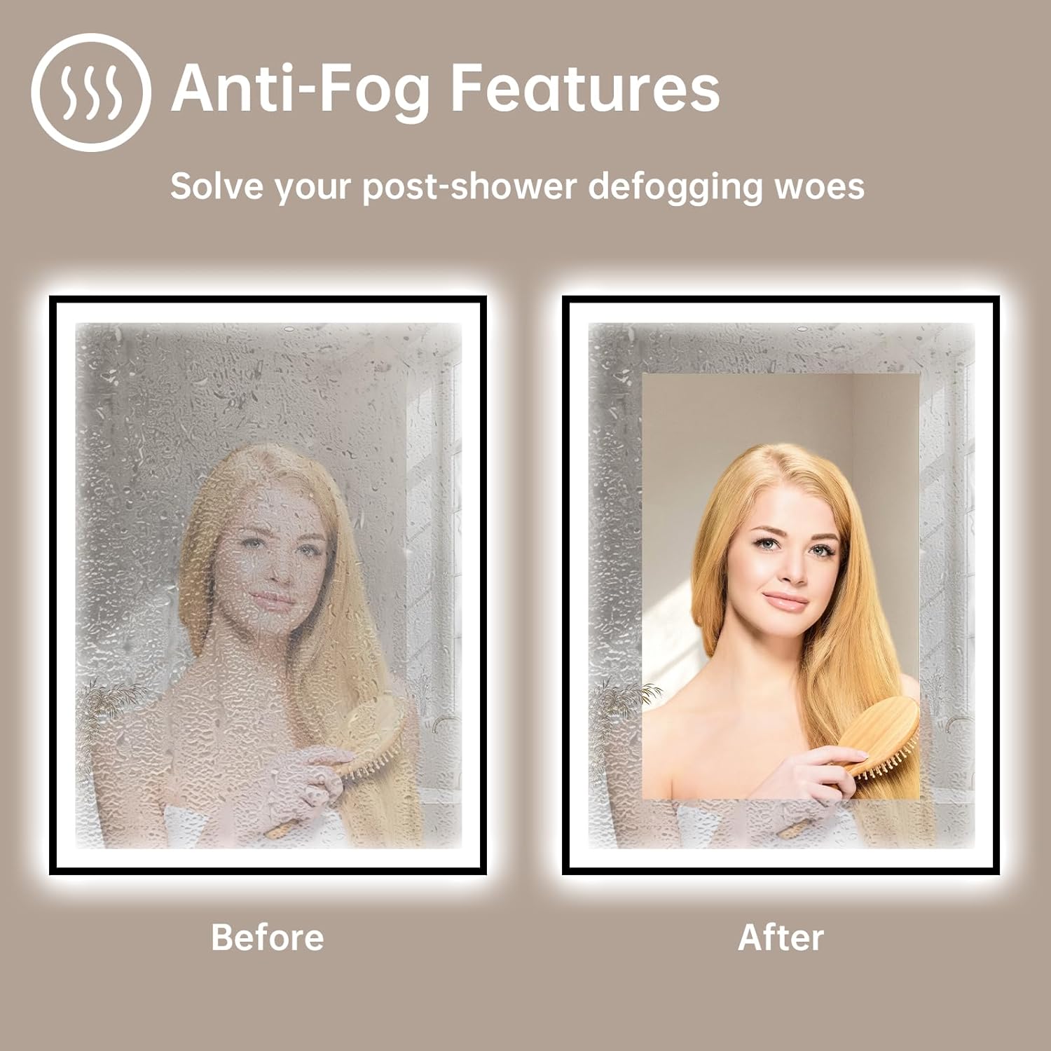 24x32 LED Bathroom Mirror with Lights, Black Aluminum Framed, Backlit + Front Lit, Lighted Bathroom Vanity Mirror for Wall, Anti-Fog, Memory Function, Dimmable, Shatterproof ETL Listed