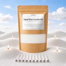olorvela 1lb Candle Sand with 10 Wicks, Natural Pearled Sand Candles Wax Continuous Burning, DIY Refillable Candle Making Kit for Home Decor, Party, Wedding, Holiday Gift