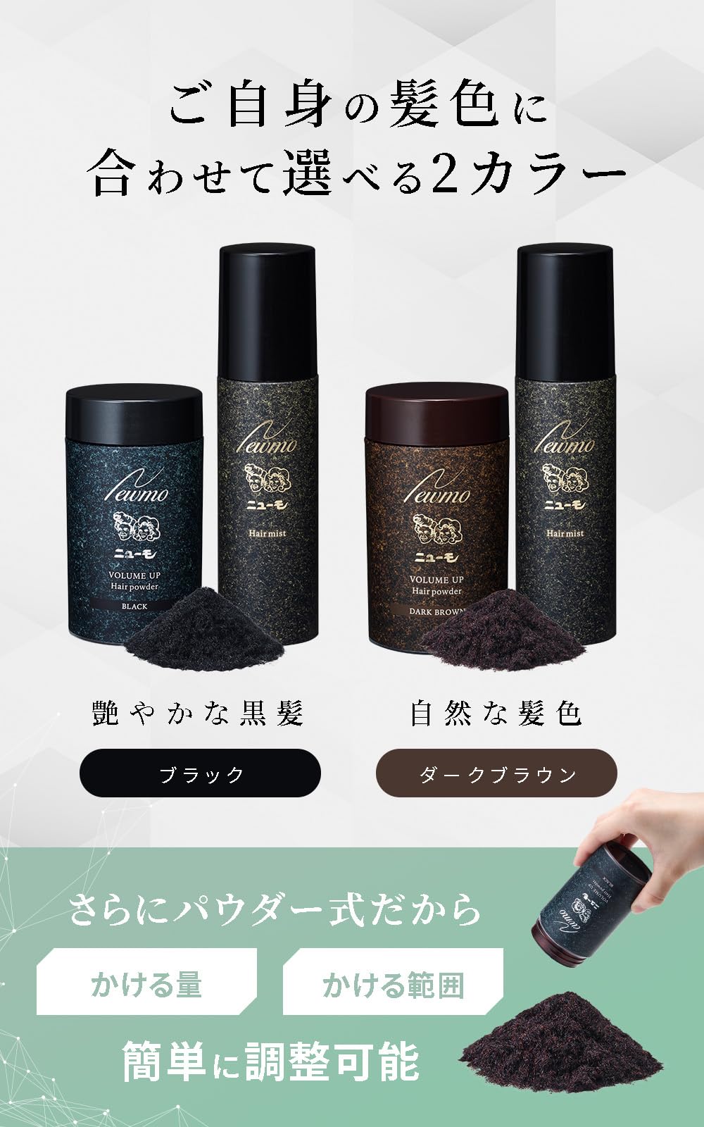 Amazon | ニューモ ヘアパウダー ブラック 20g ヘアミスト 100ml 