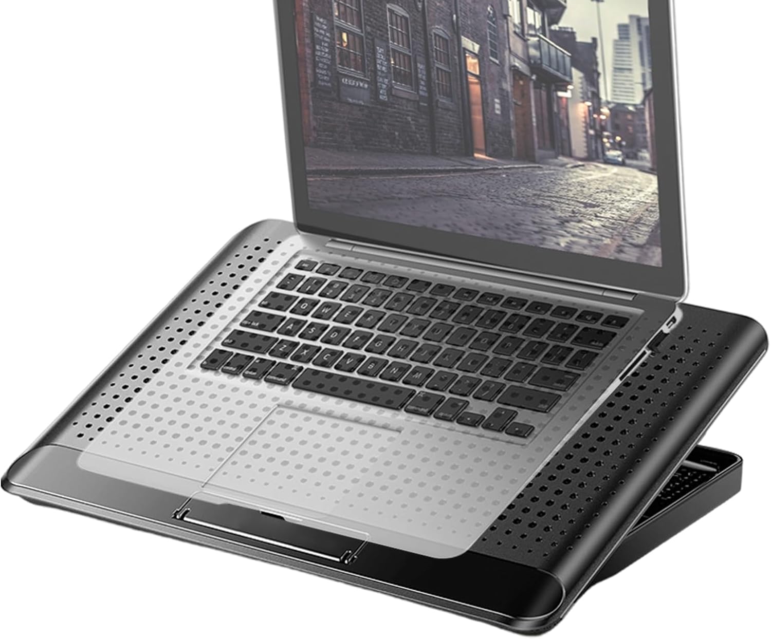 Laptop Fan Cooling Pad - Adjustable Riser Station, Aluminum Alloy Cooling Stand with Silent Fans, with Ergonomic Design for Laptop Computer Desk Keyboard Tablet Book Home Workplace Dorm Apartment,