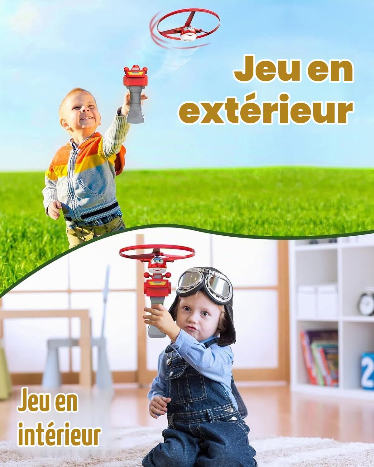 Super Wings Jouets Volants Jett pour Enfants - Disques Volants d'Extérieur Amusants, Avion Jouet pour Garçons et Filles de 3 à 8 Ans