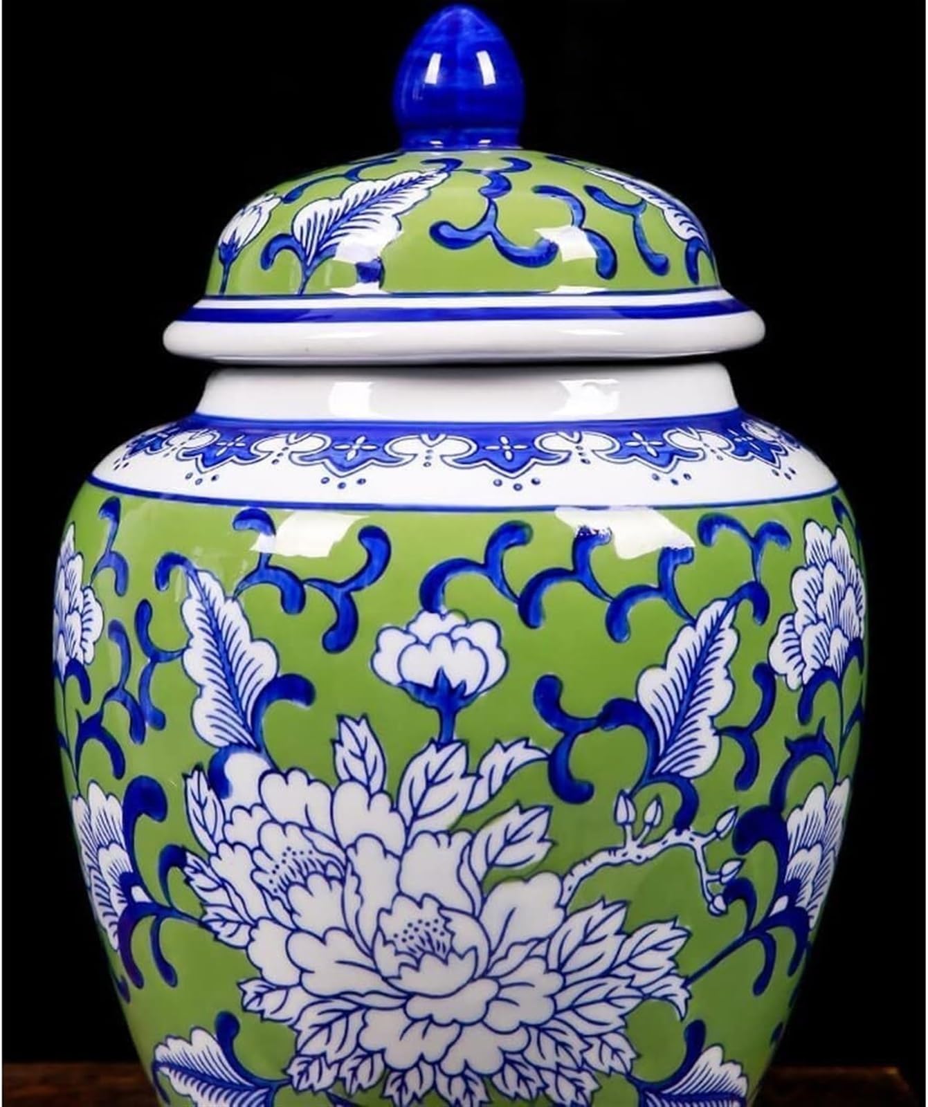 Ceramiczny wazon na imbirowy słoik z pokrywką, porcelanowy kwiatowy słoik do dekoracji salonu, dekoracyjny wazon na kwiaty