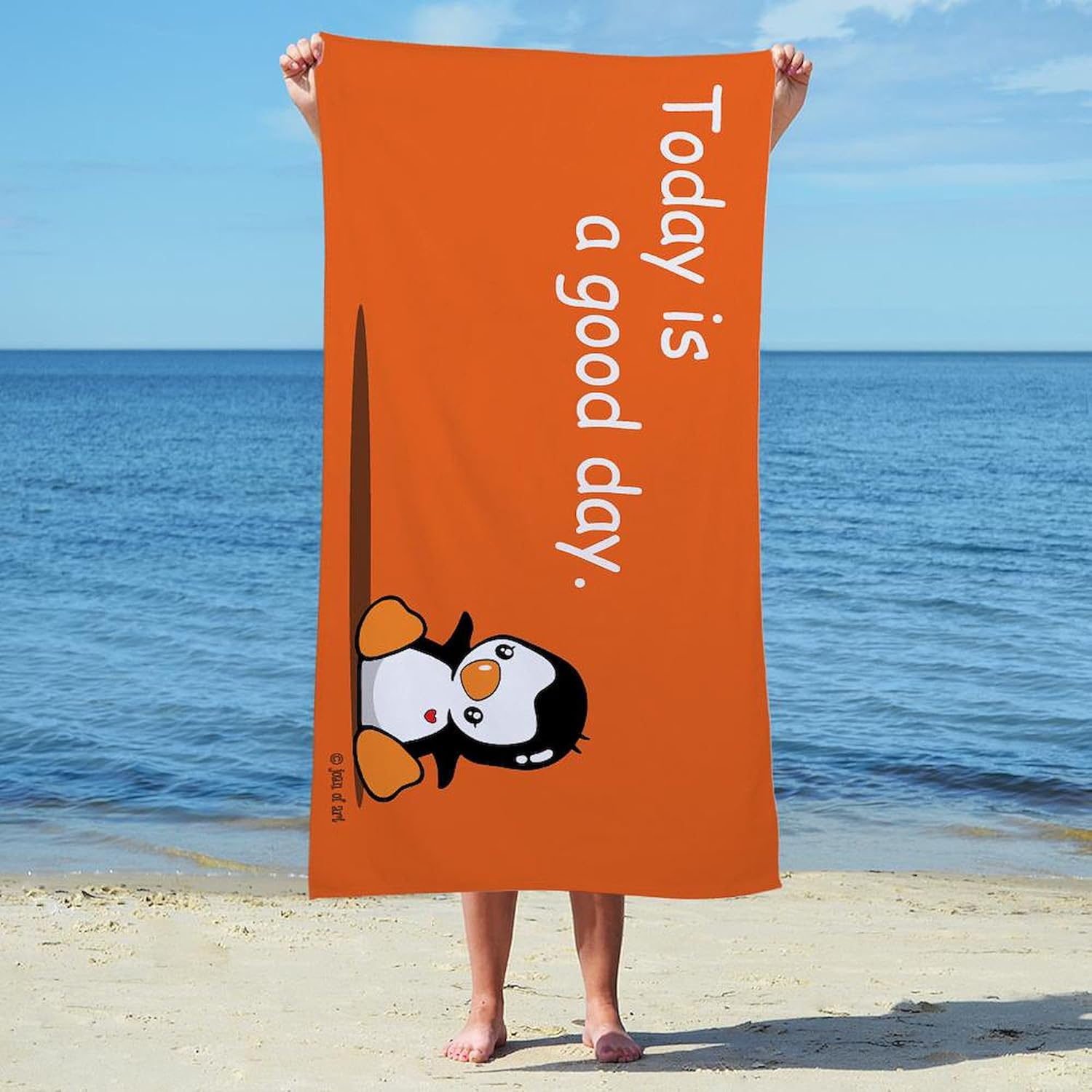 CafePress Penguin 30"x60" Absorbent Cotton Back, Soft Beach, Pool Towel