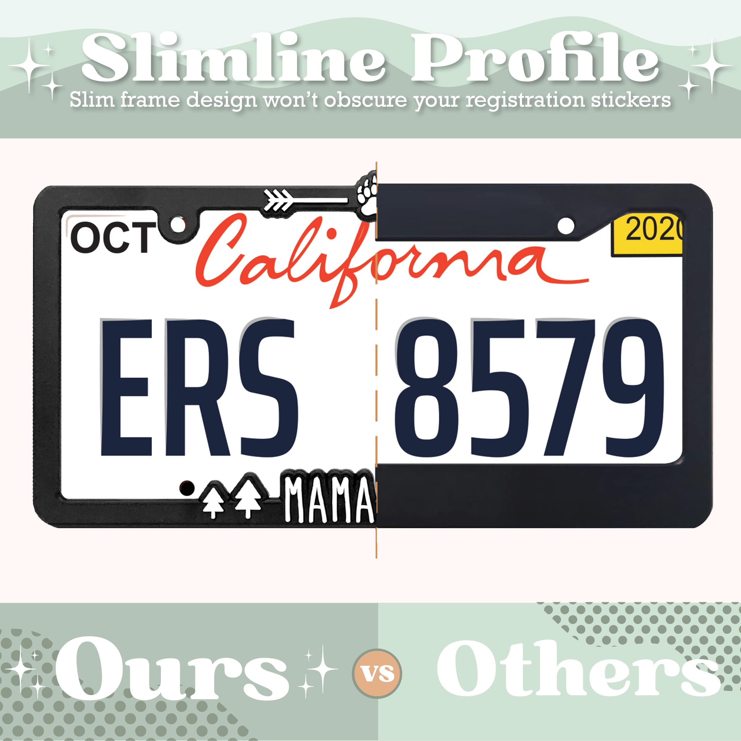 Spiffy Mama Bear License Plate Frame - Raised Lettering, Fits All US/Canadian Plates, Made In USA, Great Gift For Moms