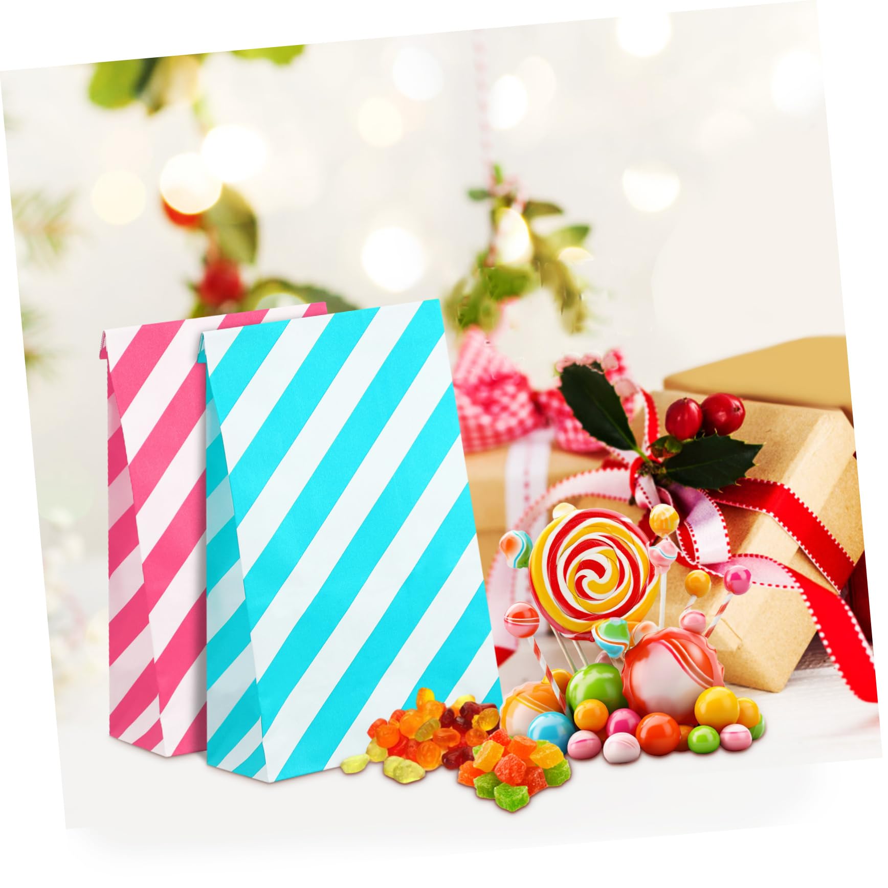 WEKAMOS 80piezas Bolsas Para Bolsas Rayas Pequeñas Para Dulces Pequeñas Para Fiesta De Para Golosinas Para Fiesta