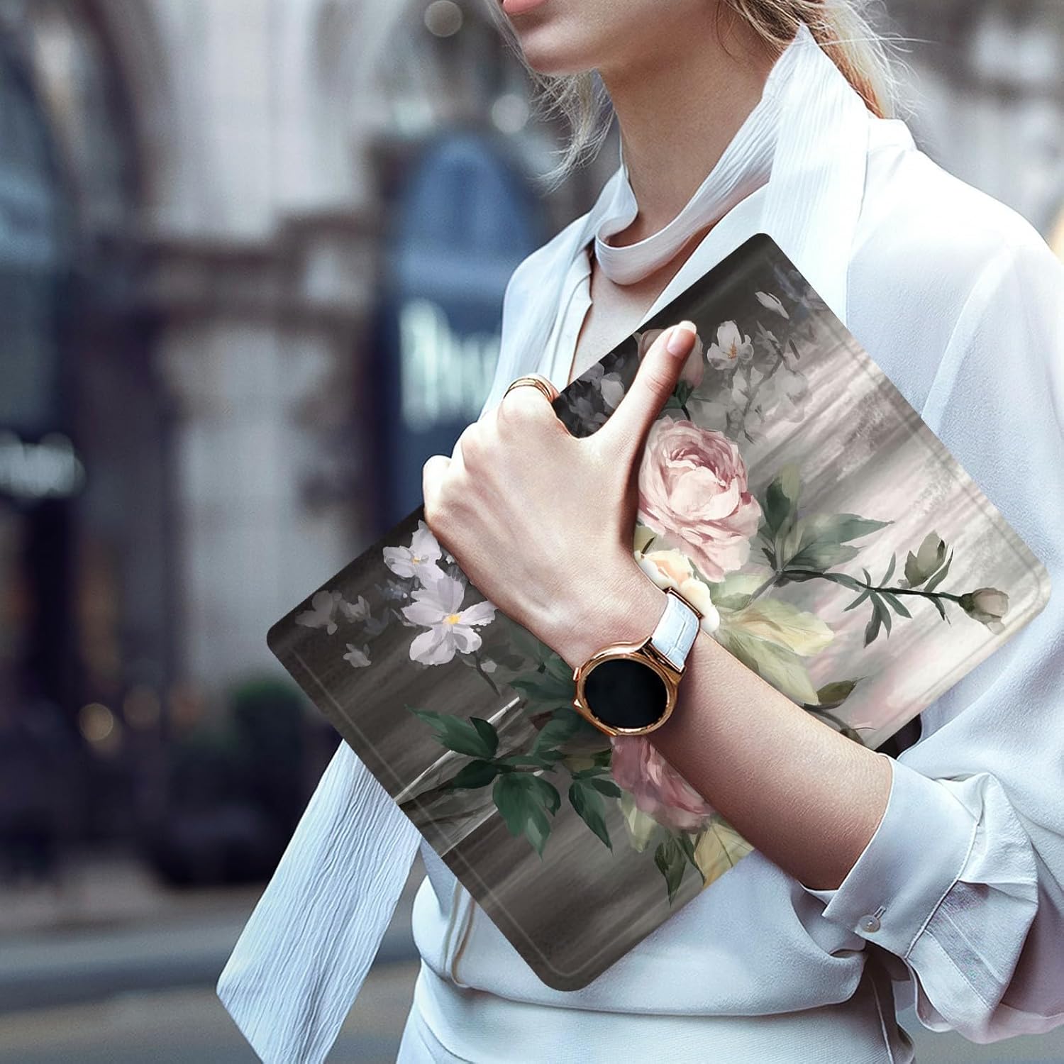 Case for 7" All-New Kindle Paperwhite (12th Generation, 2024) and Kindle Colorsoft Signature Edition Slim Lightweight PU Leather Adjustable Smart Shell Cover with Auto Wake/Sleep, Art Flowers
