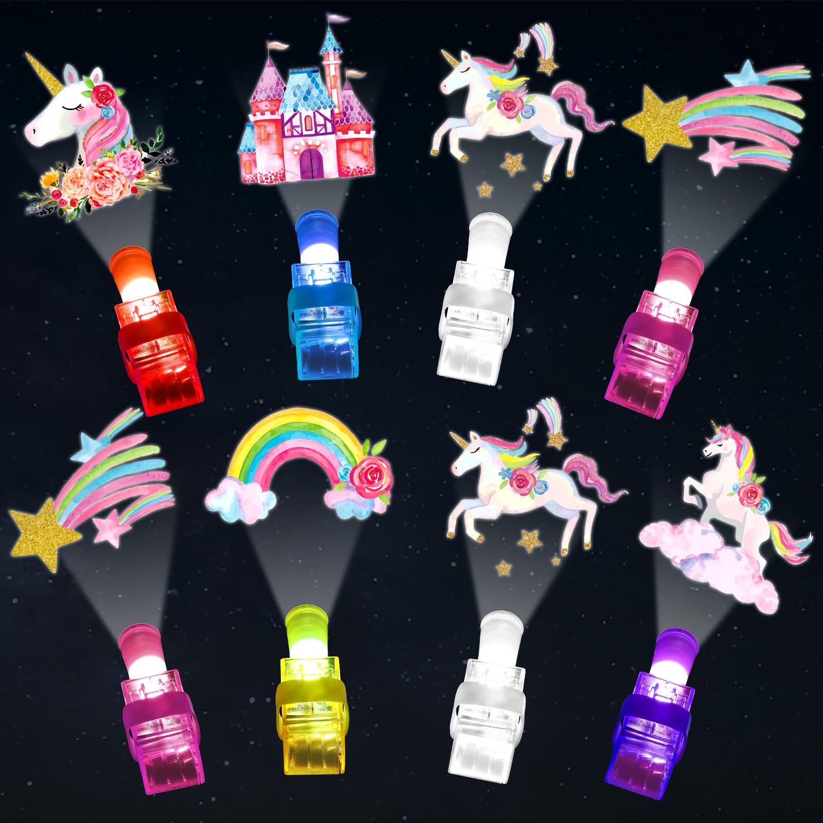 36 PCS Unicorn Party Favor LED Light Up Finger Lights, Glow in the Dark Fairy Princess Party Finger Flashlights Bulk for Pastel Rainbow Castle Goodie