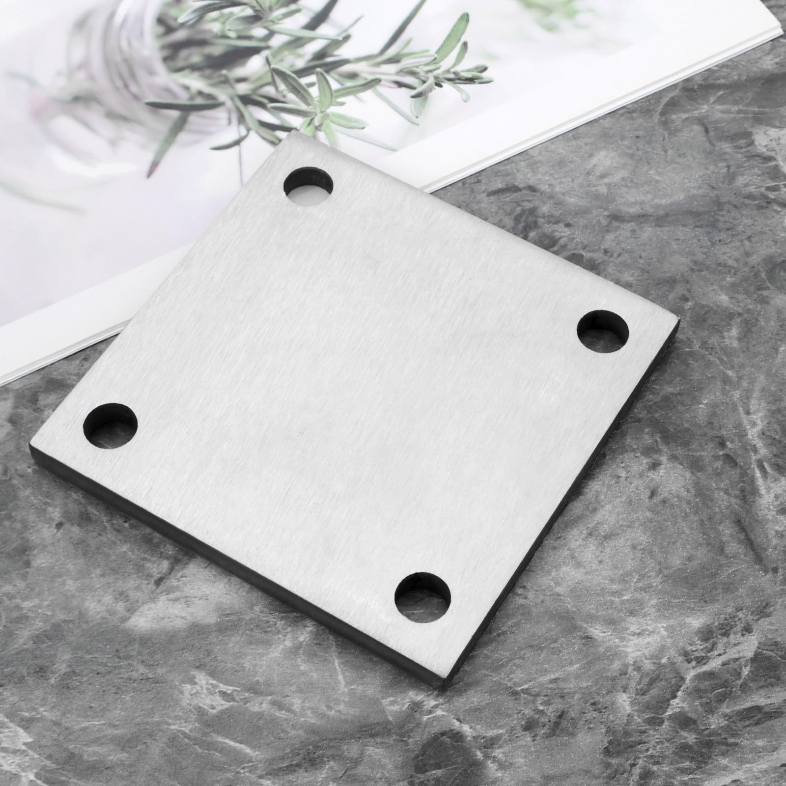 Plaques D'ancrage En Acier Inoxydable 304 - Lot De 2, Dimensions 120x120x8 Mm - Surface Grain 240, Trous Ø13 Mm - Pour Bricolage, Construction