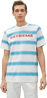 Slogan Baskılı Tişört Bisiklet Yaka Kısa Kollu Pamuklu