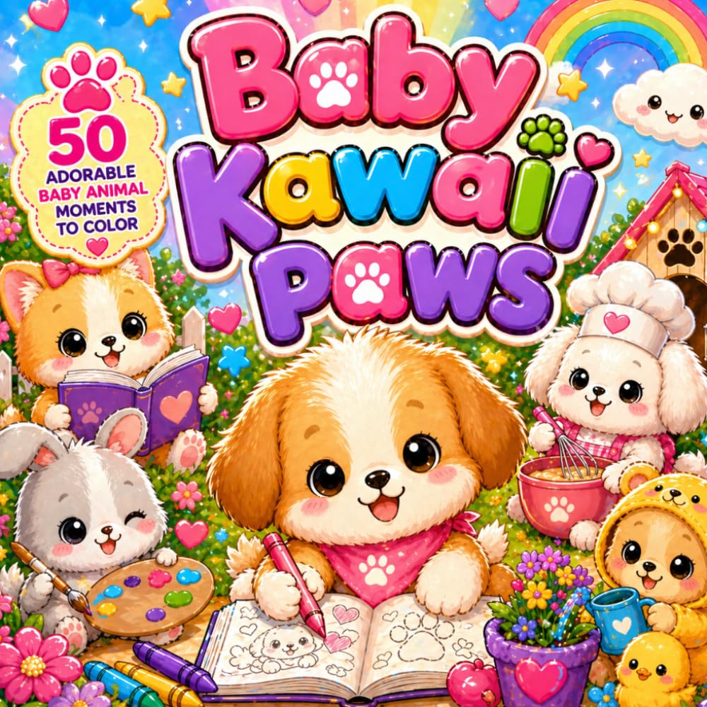 Baby Paws: 50 Adorable Cozy Scenes to Color