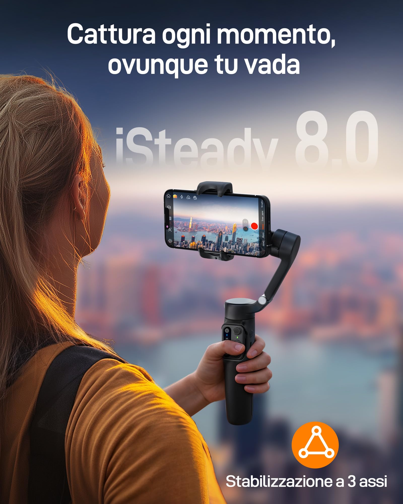 hohem iSteady X3 SE Gimbal Smartphone, stabilizzatore cardanico a 3 assi, design leggero e pieghevole con telecomando staccabile, batteria da 11 ore, perfetto per vlogging, selfie e viaggi
