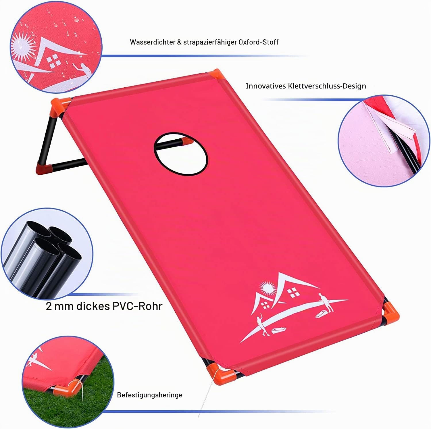 Tragbar Cornhole Spiel Outdoor Cornhole Säckchen mit PVC gerahmt, 8 Bohnensäcke und Tragetasche für Kinder/Erwachsene, Hinterhof, Rasen, Strand Spiele Camping Corn Hole Strandspiele