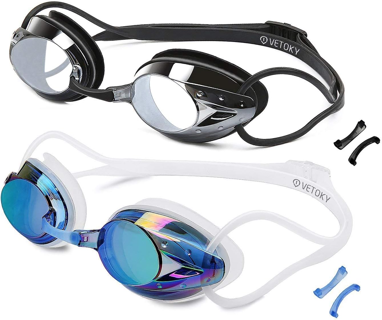 vetoky Swim Goggles, Anti Fog Swimming Goggles UV Protection Mirrored & Clear