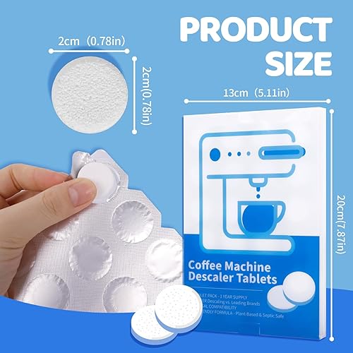 Miniatura 3 de Tabletas descalcificadoras para máquina de café, 24 unidades, compatibilidad universal, fórmula a base de plantas, suministro de 1 año, tabletas de
