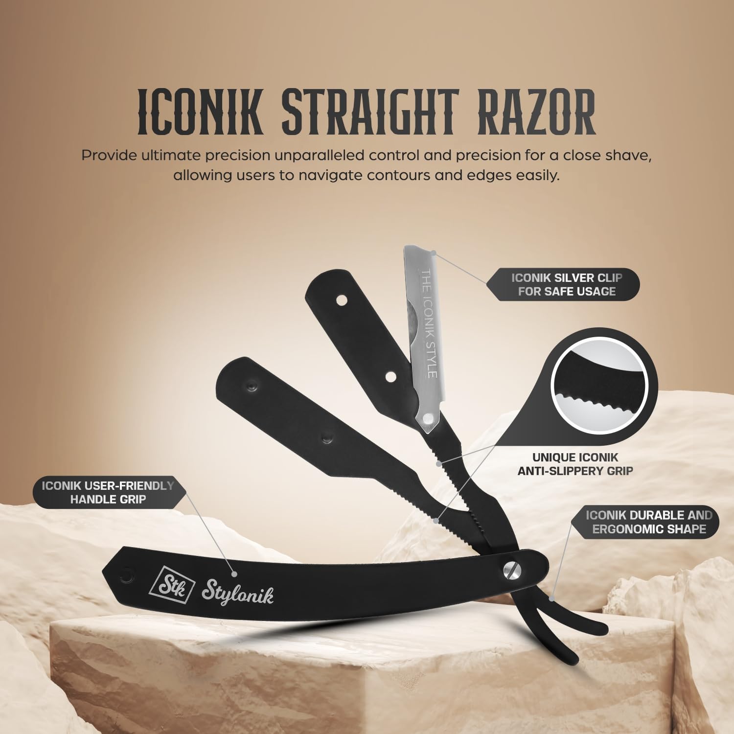 Straight Razor for Men, Single Blade Barber Shaving Kit