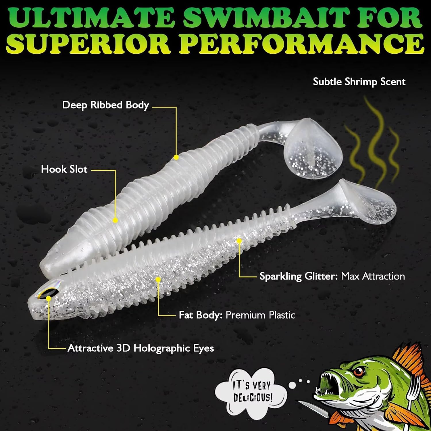 Luckyfishing Paddle Tail Swimbaits, Multi-Size Set, photo 3 of 7