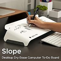 Vista 2 de FluidStance Slope Desktop Dry Erase Computer to-Do Board, Dry Erase Surface, Solid Steel with White Surface (White, Medium)